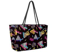 Grande borsa da spiaggia da donna, graziosa borsa a tracolla impermeabile con tasche per la famiglia di polli, canta, mangiare, ballare, Multicolore 8., 14.5x20.8x5.5in/37x53x14cm