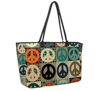Grande borsa da spiaggia da donna, motivo tribale acchiappasogni, amore, cuore, piuma, borsa da viaggio con tasche, borsa a tracolla impermeabile, Multicolore 7, 14.5x20.8x5.5in/37x53x14cm