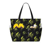 Grande borsa da spiaggia da donna, resistente alla sabbia, con stampa di motociclisti, colore verde, per l'estate, il lavoro, i viaggi, con cerniera