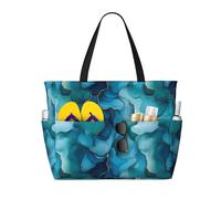 Grande borsa da spiaggia da donna, resistente alla sabbia, con stampa marmorizzata oceanica, estiva, lavoro, viaggi, con cerniera