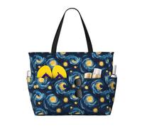 Grande borsa da spiaggia da donna, resistente alla sabbia, stampa con cielo stellato, estiva, lavoro, viaggi, con cerniera