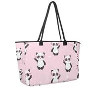Grande borsa da spiaggia da donna, rosa addormentata principessa panda, borsa da viaggio con tasche, borsa a tracolla impermeabile, Multicolore 7, 14.5x20.8x5.5in/37x53x14cm