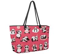 Grande borsa da spiaggia da donna, rosa addormentata principessa panda, borsa da viaggio con tasche, borsa a tracolla impermeabile, Multicolore 1., 14.5x20.8x5.5in/37x53x14cm