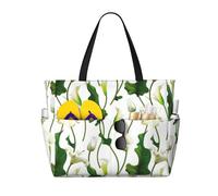 Grande borsa da spiaggia impermeabile a prova di sabbia - Calla Lily Flowers No.1012 carino borsa da spiaggia da donna con cerniera