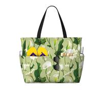 Grande borsa da spiaggia impermeabile a prova di sabbia - Calla Lily Flowers No.1014 carino borsa da spiaggia da donna con cerniera