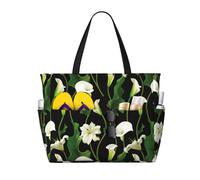Grande borsa da spiaggia impermeabile a prova di sabbia - Calla Lily Flowers No.1015 carino borsa da spiaggia da donna con cerniera