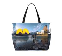 Grande borsa da spiaggia impermeabile con stampa del Glacier National Park, da donna, con cerniera e tasche, borsa pieghevole per viaggi, piscina, shopping, vacanze, palestra