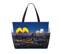 Grande borsa da spiaggia impermeabile con stampa Los Angeles da donna, con cerniera e tasche, borsa pieghevole per viaggi, piscina, shopping, vacanze, palestra