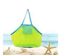 grande borsa da spiaggia in rete per giocattoli sabbia via borsa con cerniera per bambino piscina viaggio Sandy scarpe Wet asciugamani 45,7 x 30,5 x 45,7 cm verde maglia blu cinghie