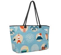 Grande borsa da spiaggia per donne, cultura giapponese fiori colorati motivo floreale borsa da viaggio con tasche borsa a tracolla impermeabile, Multicolore 12., 14.5x20.8x5.5in/37x53x14cm