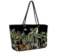 Grande borsa da spiaggia per donne, cultura giapponese fiori colorati motivo floreale borsa da viaggio con tasche borsa a tracolla impermeabile, Multicolore 8., 14.5x20.8x5.5in/37x53x14cm
