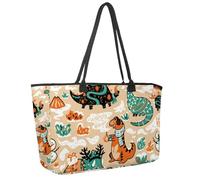 Grande borsa da spiaggia per donne, Halloween Magic Attributes Animals Travel Tote con tasche impermeabile borsa a tracolla, Multicolore 8., 14.5x20.8x5.5in/37x53x14cm