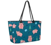 Grande borsa da spiaggia per donne, Halloween Magic Attributes Animals Travel Tote con tasche impermeabile borsa a tracolla, Multicolore 3, 14.5x20.8x5.5in/37x53x14cm
