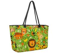 Grande borsa da spiaggia per donne, Halloween Magic Attributes Animals Travel Tote con tasche impermeabile borsa a tracolla, Multicolore 4., 14.5x20.8x5.5in/37x53x14cm