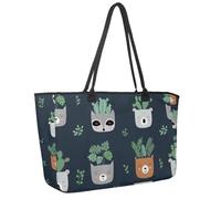 Grande borsa da spiaggia per donne, Halloween Magic Attributes Animals Travel Tote con tasche impermeabile borsa a tracolla, Multicolore 11, 14.5x20.8x5.5in/37x53x14cm
