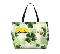 Grande borsa da spiaggia pieghevole da viaggio a tracolla con tasca per vacanze in piscina, Felice giorno di San Patrizio 14, Taglia unica