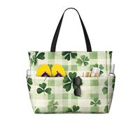 Grande borsa da spiaggia pieghevole da viaggio a tracolla con tasca per vacanze in piscina, Felice giorno di San Patrizio 17, Taglia unica