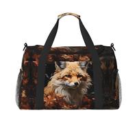 Grande borsa da viaggio a mano con stampa di volpe e fiori, borsa tote impermeabile per donne, borsone sport palestra per uomo