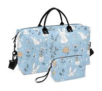 Grande borsa da viaggio carino animale coniglio salice polvere blu Weekender Duffel Bag con borsa da toilette per viaggi di lavoro multifunzionale bolsas para