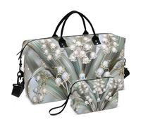 Grande borsa da viaggio con articoli da toeletta per trekking set da 2 pezzi Boho Lily Of Valley floreale