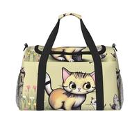 Grande borsa da viaggio con stampa di gatto e farfalla, borsa da viaggio impermeabile, borsa da donna, borsone sportivo da palestra per uomo