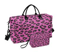 Grande borsa da viaggio falso glitter leopardo stampa rosa rossa borsa da palestra con borsa da toilette per allenamento grande capacità bolso para