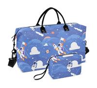 Grande borsa da viaggio per astronauta del fumetto per il passatempo della notte, grande borsa da palestra con tracolla regolabile per trekking di grande capacità