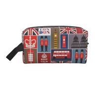 Grande borsa da viaggio per cosmetici, motivo: simboli dell'Inghilterra, design con stampa completa, organizer portatile per articoli da toeletta, astuccio multiuso per trucco, bianco, taglia unica
