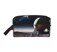 Grande borsa da viaggio per cosmetici riutilizzabile, kit da viaggio, una custodia con stampa di esplorazione spaziale per articoli da toeletta, trucco e accessori