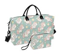 Grande borsa da viaggio per il fine settimana con tracolla regolabile per viaggio set da 2 pezzi, unicorni da sogno, Unicorni Sognanti