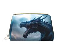 Grande borsa da viaggio per il trucco, con drago blu tempesta, in pelle PVC, portatile, con cerniera, borsa per la cura della pelle, trousse per trucchi da donna