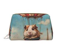 Grande borsa da viaggio per il trucco, con mongolfiera, porcellino d'India, in pelle PVC, portatile, con cerniera, borsa per la cura della pelle, trousse per trucchi da donna