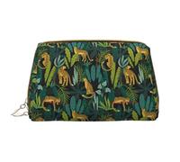 Grande borsa da viaggio per il trucco, in pelle PVC giallo leopardo giungla, borsa per cosmetici portatile da donna con cerniera, borsa per la cura della pelle, trousse per trucchi da donna