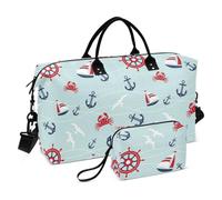 Grande borsa da viaggio per il weekend, borsa da viaggio per il mondo subacqueo rosso e blu, borsa da viaggio per il fine settimana, borsa sportiva e palestra con tracolla regolabile per allenamento