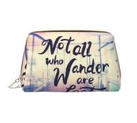 Grande borsa da viaggio per trucchi, con scritta in lingua inglese "Not All Those Who Wander Are Lost", in pelle PVC, portatile, con cerniera, per la cura della pelle, trousse da toilette da donna