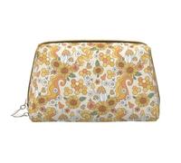 Grande borsa da viaggio per trucchi, stile retrò anni '70 e '60, in pelle PVC, portatile, con cerniera, borsa per la cura della pelle, trousse per trucchi da donna