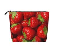 Grande borsa di canapa falsa dell'organizzatore cosmetico della frutta della fragola rossa, sacchetto resistente all'acqua con cerniera per il viaggio quotidiano