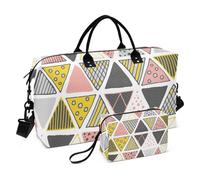 Grande borsa geometrica colorata da trasportare nel fine settimana borsa da palestra con tracolla regolabile per sport di grande capacità