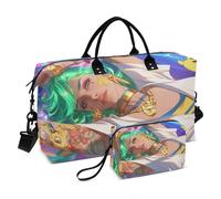 Grande borsa grande con articoli da toeletta per aeroplano da viaggio impermeabile 3D anime verde bellezza