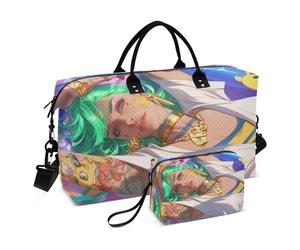 Grande borsa grande con articoli da toeletta per aeroplano da viaggio impermeabile 3D anime verde bellezza