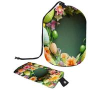 Grande borsa impermeabile per trucco femminile, contenitore cosmetico portatile, verde Happy Easter Wreath, Multicolore, 9.9x6.9in/25.2x17.6cm;6x3.5in/15.2x8.8cm