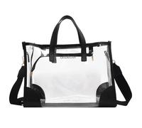 Grande borsa in PVC trasparente per stadi, viaggi e uso quotidiano, 33 x 24 x 13 cm, manici robusti, design elegante e trasparente
