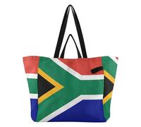 Grande borsa in tela robusta per la spesa da cucina, borsa per la spesa per le donne Spa Doccia Necessità, Bandiera del Sud Africa, Taglia unica