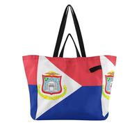 Grande borsa in tela robusta per la spesa da cucina, borsa per la spesa per le donne Spa Doccia Necessità, Bandiera di Sint Maarten, Taglia unica