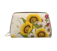 Grande borsa per cosmetici con stampa di api, girasoli, margherite, rose, fiori, borsa per cosmetici portatile, adatta per viaggi e viaggi di lavoro