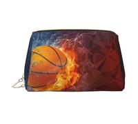 Grande borsa per cosmetici con stampa di fiamme e gocce d'acqua, portatile, adatta per viaggi e viaggi di lavoro