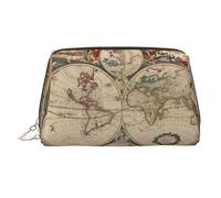 Grande borsa per cosmetici con stampa retrò a forma di mappa del mondo, portatile, adatta per viaggi e viaggi di lavoro