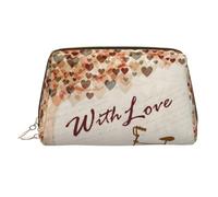 Grande borsa per cosmetici con stampa romantica a forma di bicicletta sotto albero a forma di cuore, borsa per cosmetici portatile adatta per viaggi e viaggi di lavoro