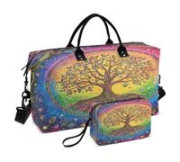 Grande borsa per il fine settimana con tracolla regolabile per palestra grande capacità l'albero della vita colorato
