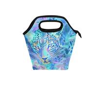 Grande borsa per il pranzo con manico curvo scatola rigida per il pranzo per gli uomini Borsa termica impermeabile piccola per Escursionismo Viaggio Mistero Cheetah